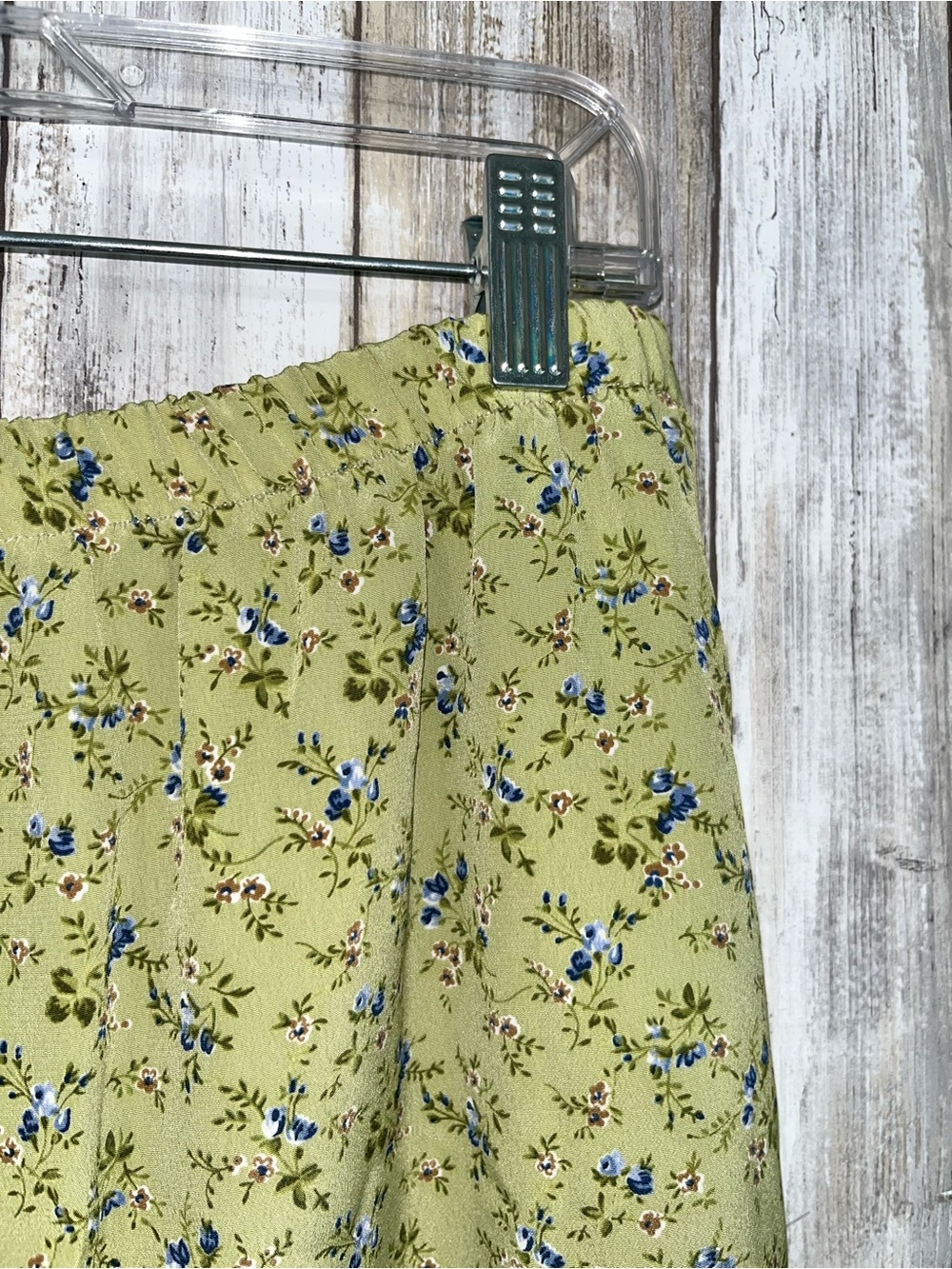 Vintage Floral Midi Skirt Green Cottagecore Bias Cut USA Made Size 12 - Picture 3 of 5